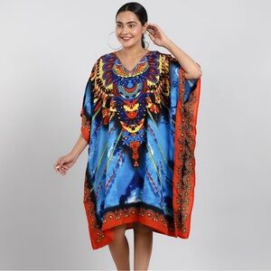 Vibrant Blue and Red Women's Top
